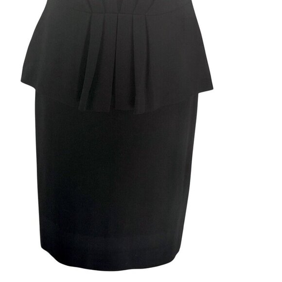 TAYLOR Dress Women's Size10 Sheath Black Stretch Ponte Peplum Pencil Midi - Picture 7 of 13